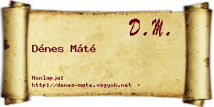 Dénes Máté névjegykártya
